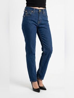 TRUE RELIGION BLUE STRAIGHT LEG JEANS SIZE 28 WOMAN